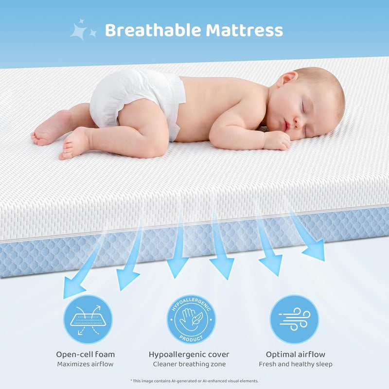Baby Cot Mattress Breathable Memory Foam Toddler