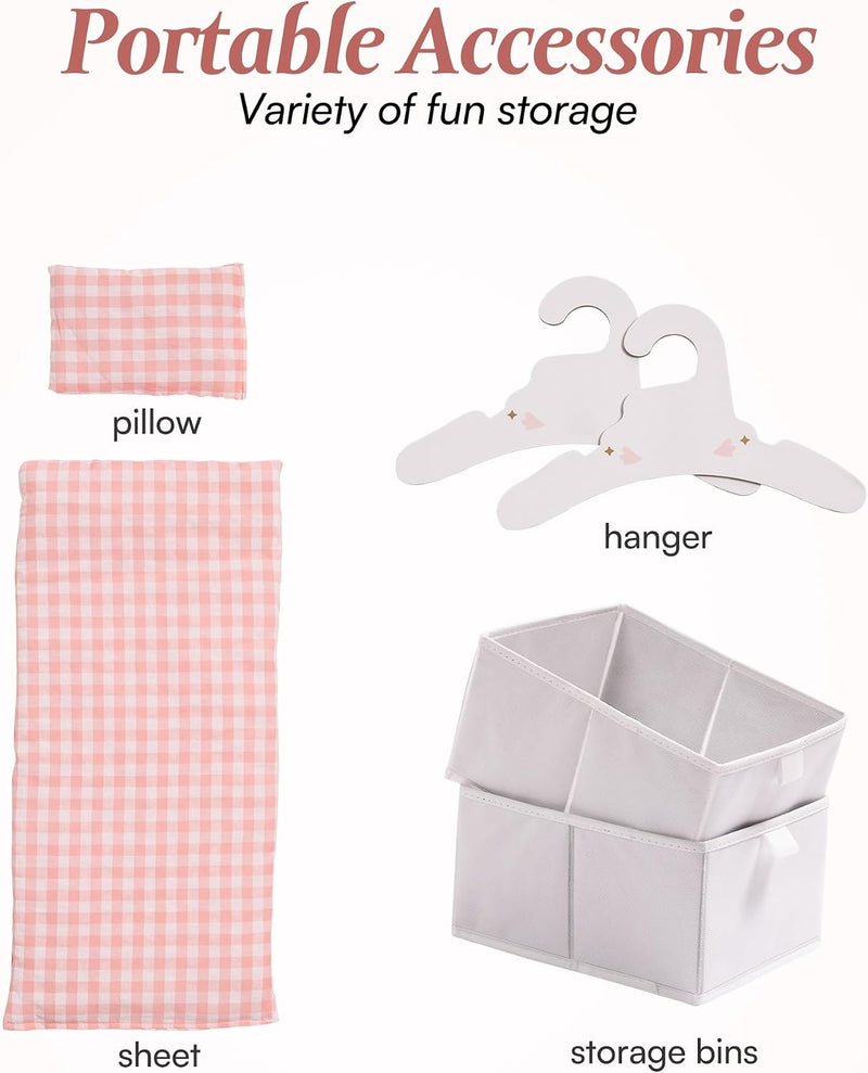 Baby Doll Crib Kids Wooden Bed with Storage