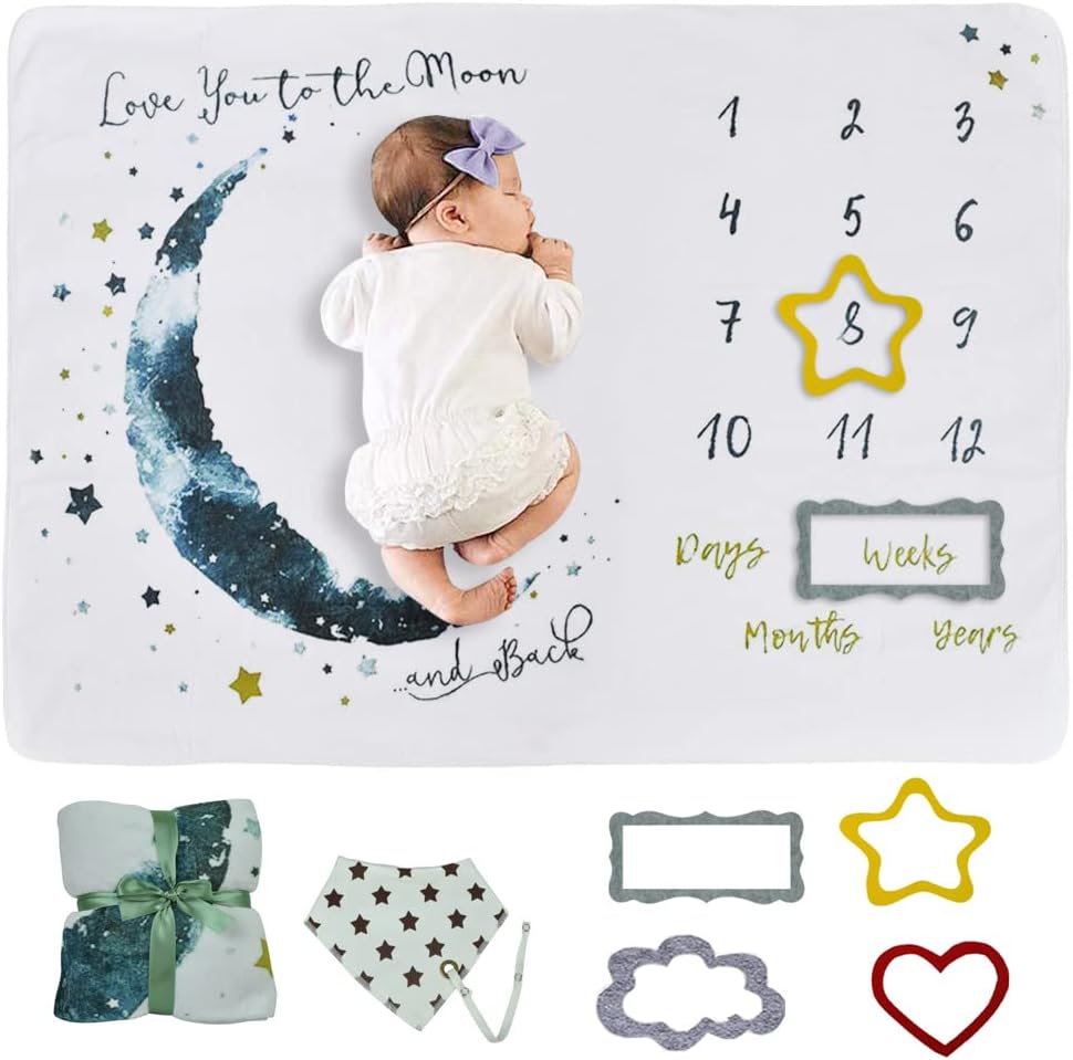 Baby Milestone Mat Blanket Photo Prop with Floral