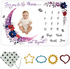 Baby Milestone Mat Blanket Photo Prop with Floral