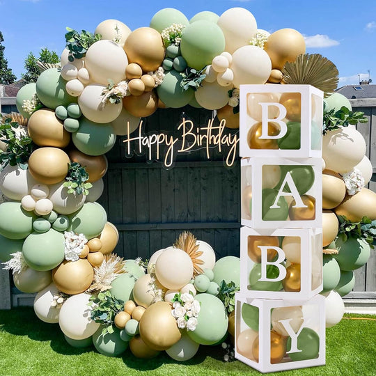 Baby Shower Decorations 4pcs Babyshower Balloon Boxes 112pcs