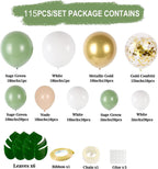 Balloon Arch Kit 115pcs Sage Ballloon with Confetti
