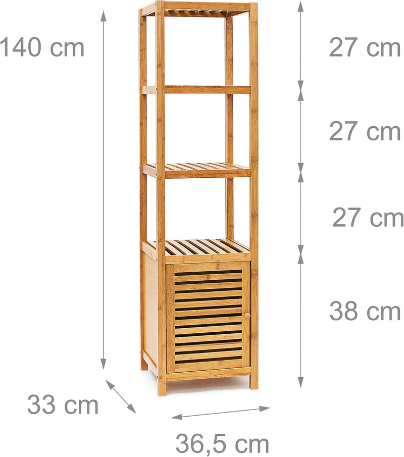 Bamboo Bathroom Shelf with 5 Shelves