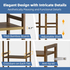 Bamboo Bookshelf 5-Tier Skinny Bookcase with Adjustable Shelves