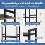 Bamboo Bookshelf 5-Tier Skinny Bookcase with Adjustable Shelves
