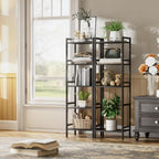Bamboo Bookshelf 5-Tier Skinny Bookcase with Adjustable Shelves