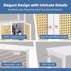 Bamboo Cabinet Bathroom Storage with Rattan Doors Freestanding