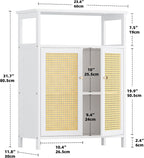 Bamboo Cabinet Bathroom Storage with Rattan Doors Freestanding