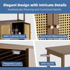 Bamboo Cabinet Bathroom Storage with Rattan Doors Freestanding