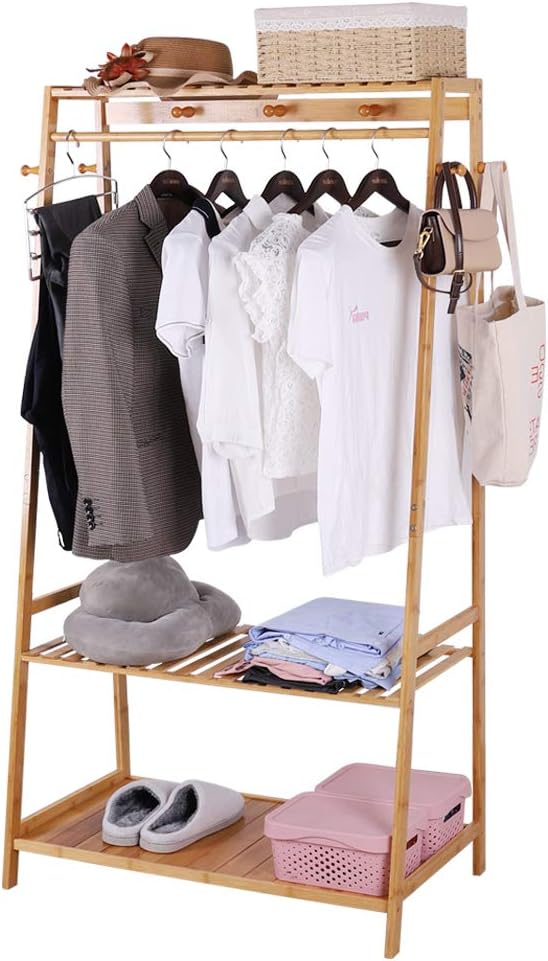 Bamboo Clothes Rail Rack: Free Standing Garment Rack