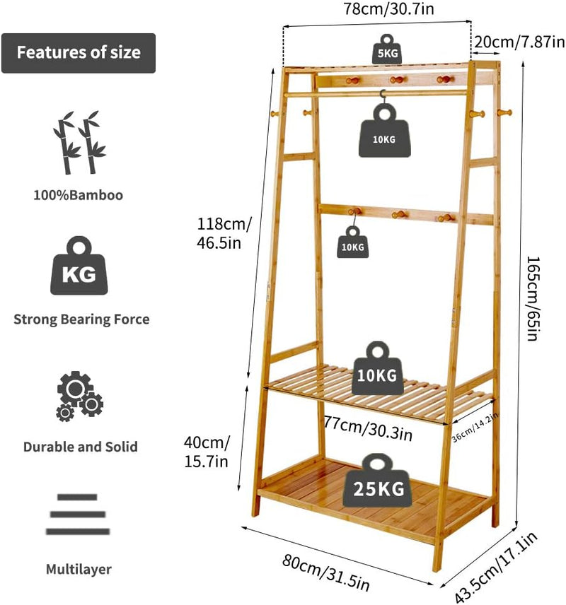Bamboo Clothes Rail Rack: Free Standing Garment Rack