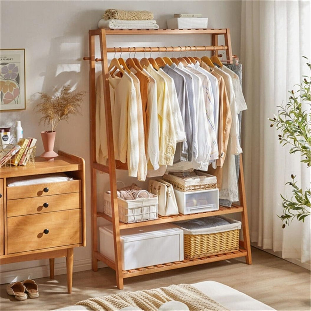 Bamboo Clothes Rail Rack: Free Standing Garment Rack