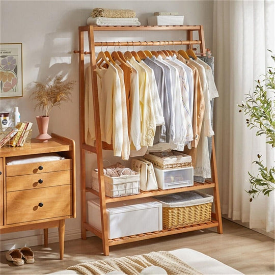 Bamboo Clothes Rail Rack: Free Standing Garment Rack