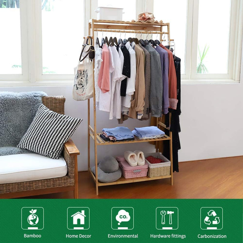 Bamboo Clothes Rail Rack: Free Standing Garment Rack