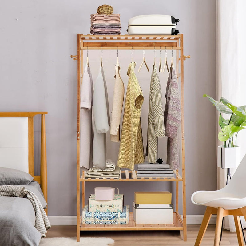 Bamboo Clothes Rail Rack: Free Standing Garment Rack