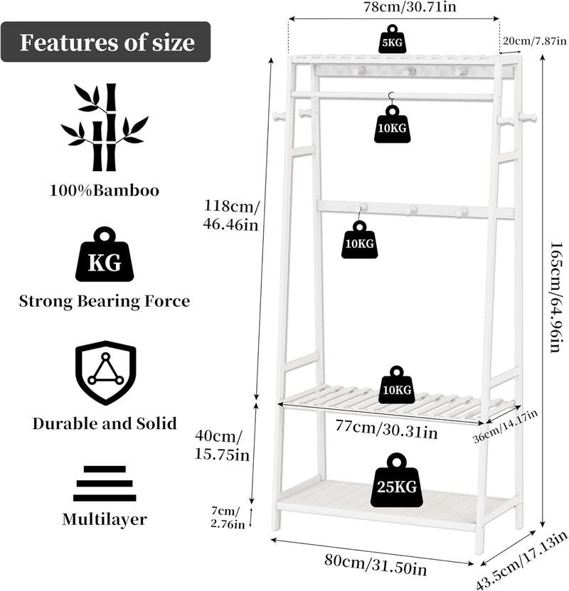 Bamboo Clothes Rail Rack: Free Standing Garment Rack