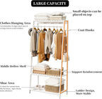 Bamboo Clothes Rail Rack: Free Standing Garment Rack