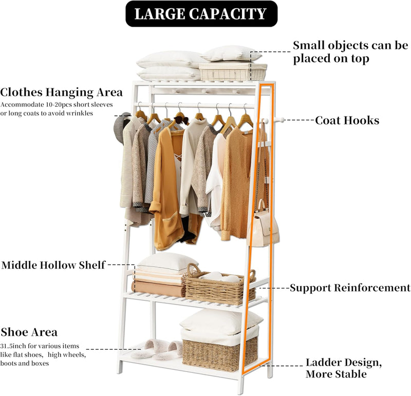 Bamboo Clothes Rail Rack: Free Standing Garment Rack