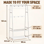 Bamboo Clothes Rail with 3 Shelves