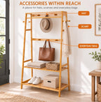 Bamboo Clothes Rail with 3 Shelves
