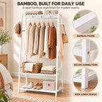 Bamboo Clothes Rail with 3 Shelves