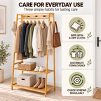 Bamboo Clothes Rail with 3 Shelves