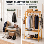Bamboo Clothes Rail with 3 Shelves