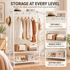 Bamboo Clothes Rail with 3 Shelves