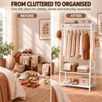 Bamboo Clothes Rail with 3 Shelves