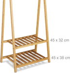 Bamboo Clothes Stand 2 Shelves Garment Rails