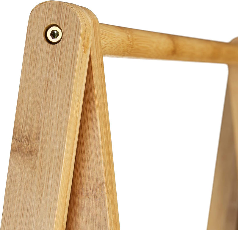 Bamboo Clothes Stand 2 Shelves Garment Rails
