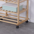 Bamboo Coat Rack with 4 Shelves 6 Hooks