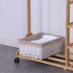 Bamboo Coat Rack with 4 Shelves 6 Hooks