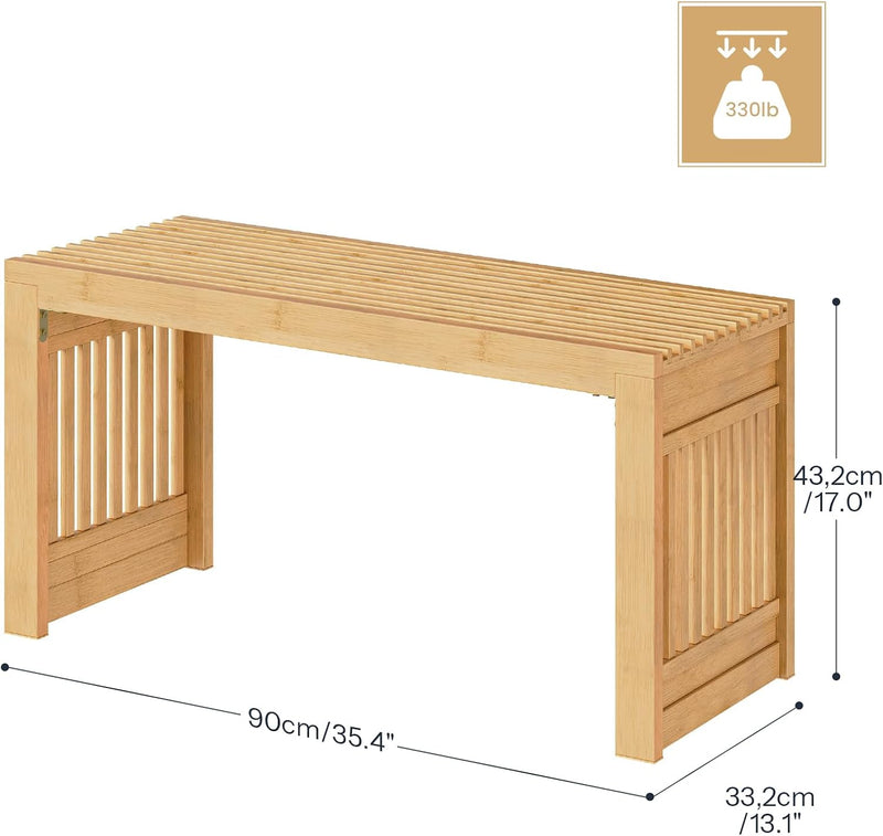 Bamboo Dining Bench Seat 2 Seater Kitchen Benches
