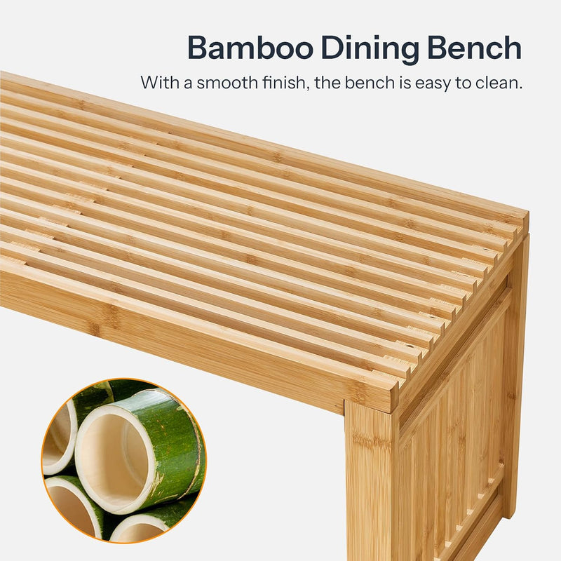 Bamboo Dining Bench Seat 2 Seater Kitchen Benches