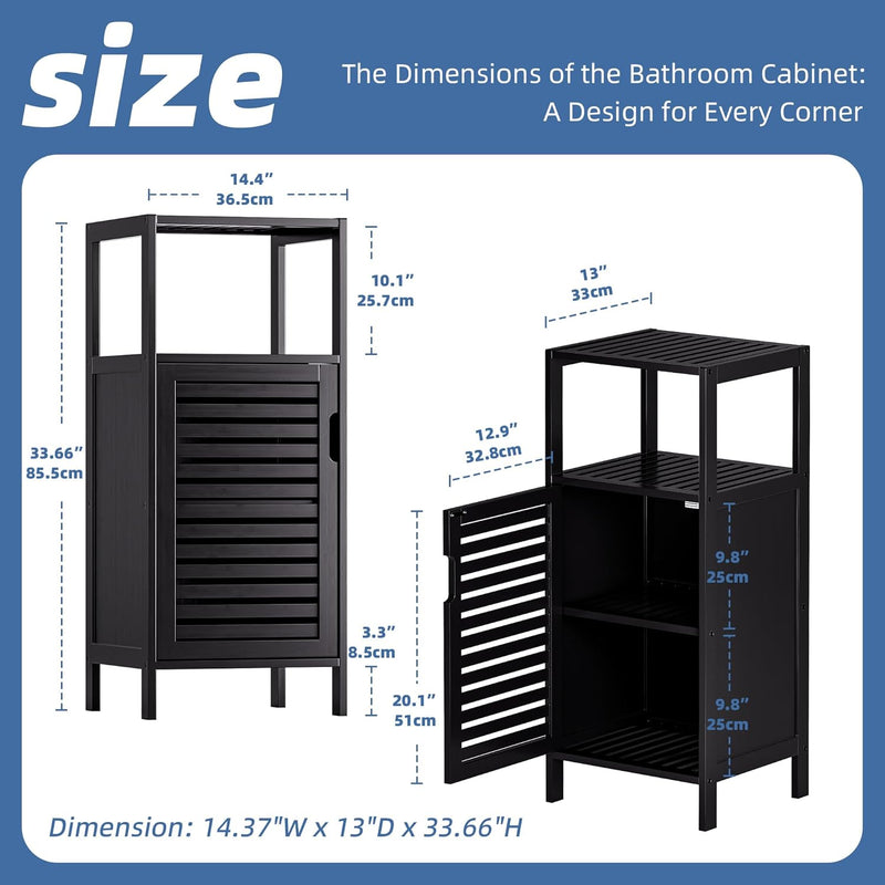 Bamboo Floor Cabinet Small Bathroom Standing 4 Tier