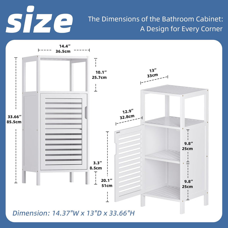 Bamboo Floor Cabinet Small Bathroom Standing 4 Tier