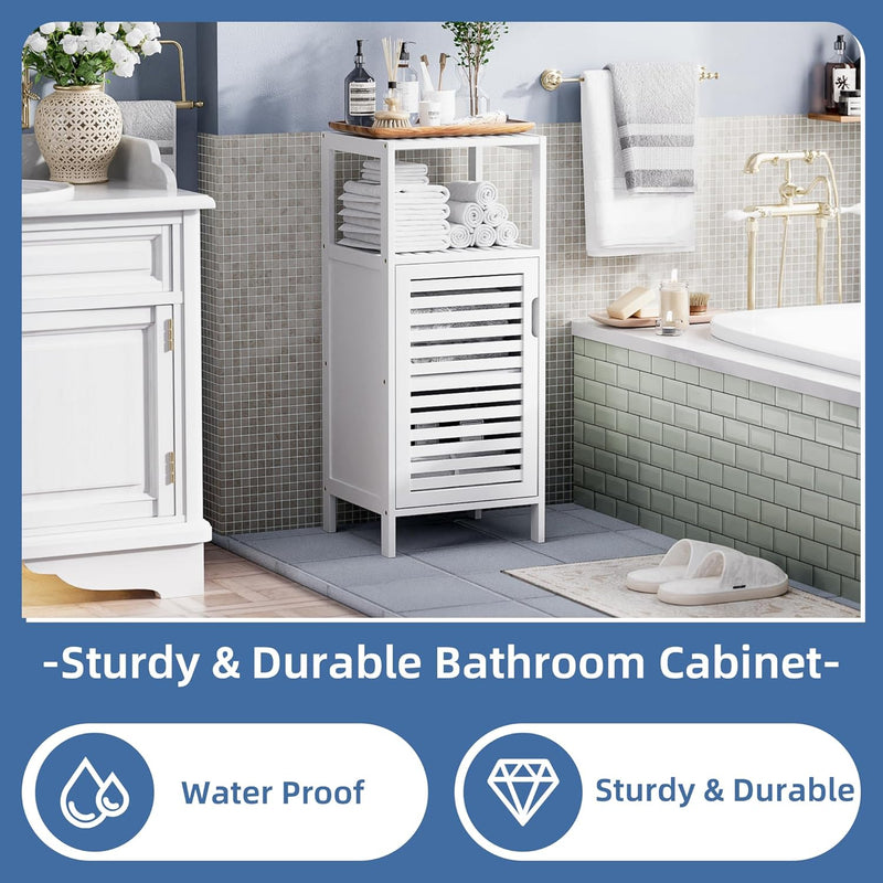 Bamboo Floor Cabinet Small Bathroom Standing 4 Tier