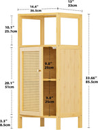 Bamboo Floor Cabinet Small Bathroom Storage with Single