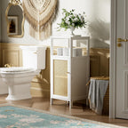 Bamboo Floor Cabinet Small Bathroom Storage with Single