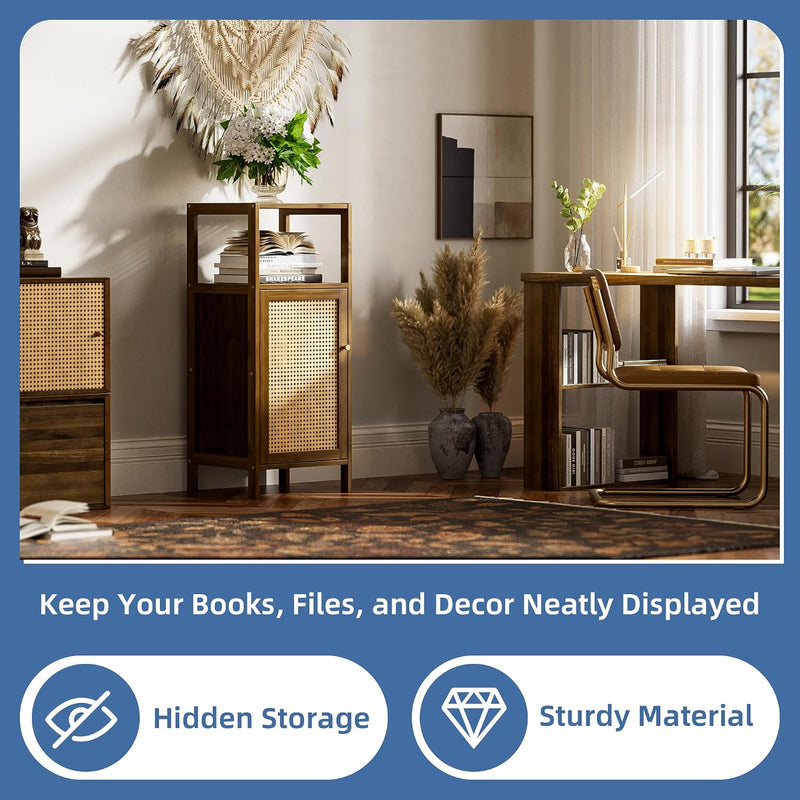 Bamboo Floor Cabinet Small Bathroom Storage with Single