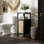 Bamboo Floor Cabinet Small Bathroom Storage with Single