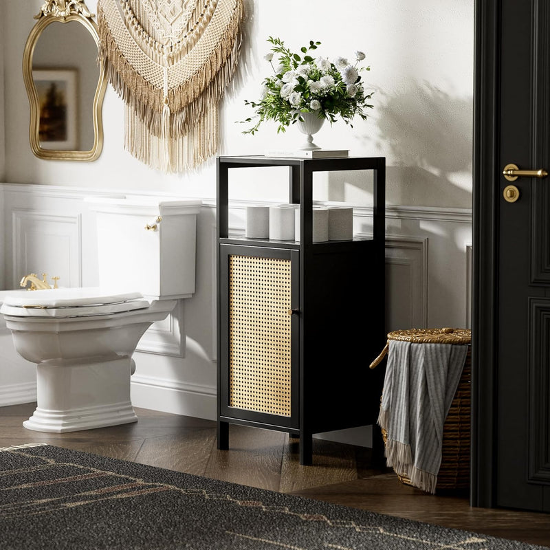 Bamboo Floor Cabinet Small Bathroom Storage with Single