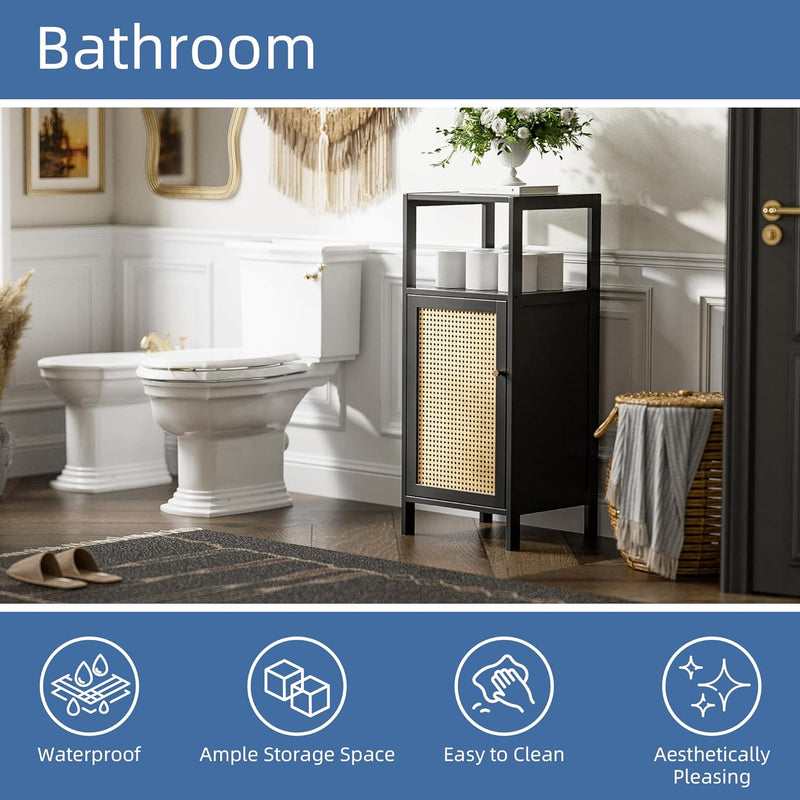 Bamboo Floor Cabinet Small Bathroom Storage with Single