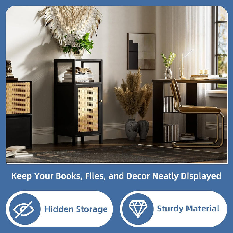 Bamboo Floor Cabinet Small Bathroom Storage with Single