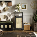Bamboo Floor Cabinet Small Bathroom Storage with Single