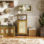 Bamboo Floor Cabinet Small Bathroom Storage with Single