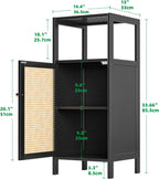 Bamboo Floor Standing Small Bathroom Cabinet with Rattan