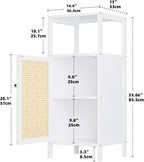 Bamboo Floor Standing Small Bathroom Cabinet with Rattan