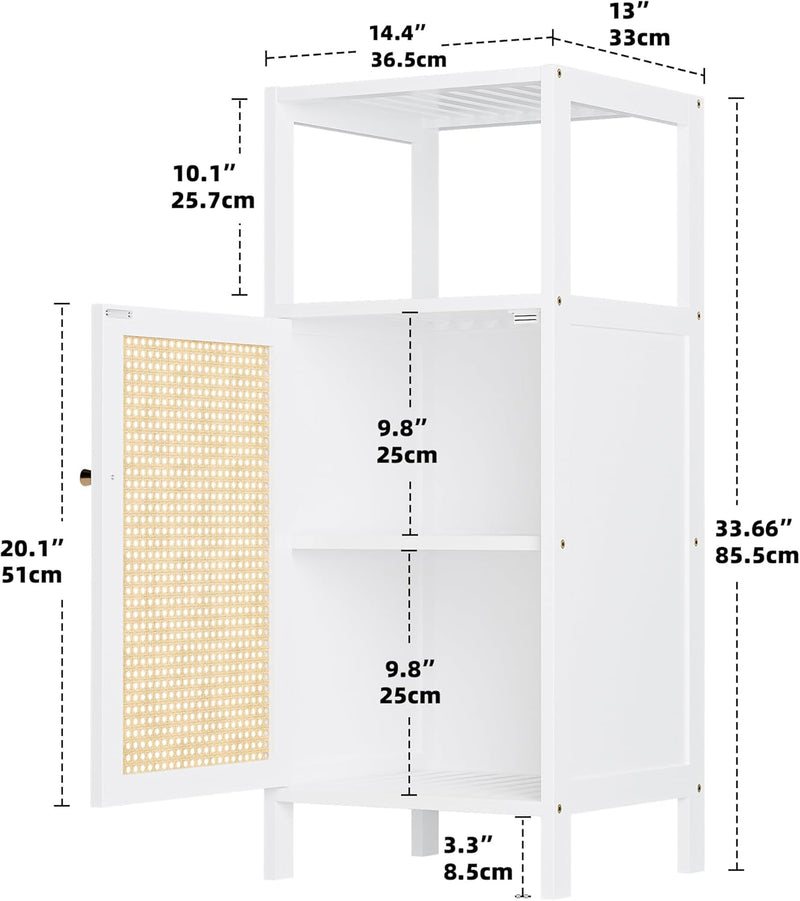 Bamboo Floor Standing Small Bathroom Cabinet with Rattan